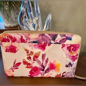 Kate Landry Pink and Purple Floral Large Wallet